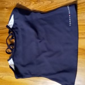 Tommy Hilfiger Women's Sport Shirt Navy Blue w WhiteTrim n Spaghetti Straps SZ M